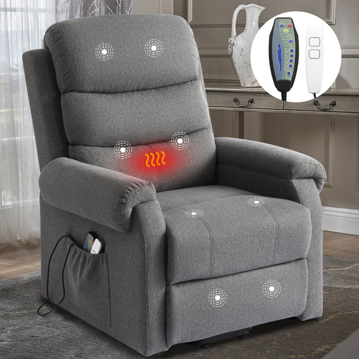Ebern Designs Upholstered Heated Massage Chair & Reviews | Wayfair